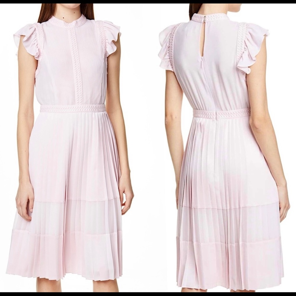 Sold out Ted baker ruffle bodice pleat skirt dress